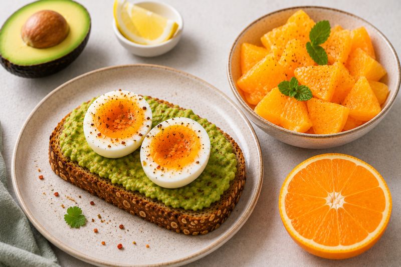 Avocado-Ei-Toast mit Orange-Salat