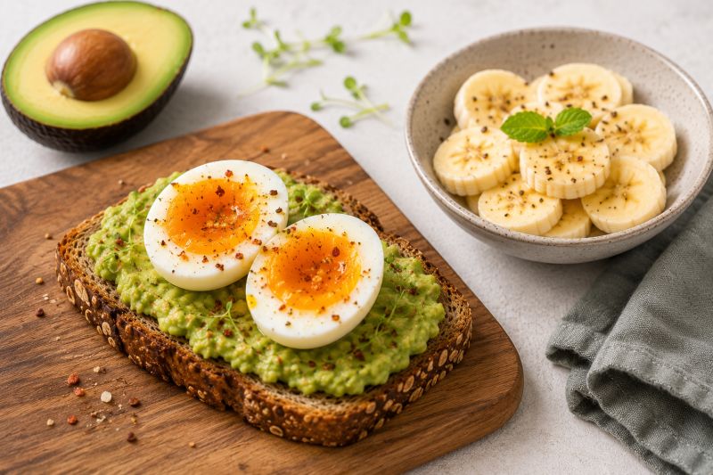 Avocado-Ei-Toast mit Banane-Salat