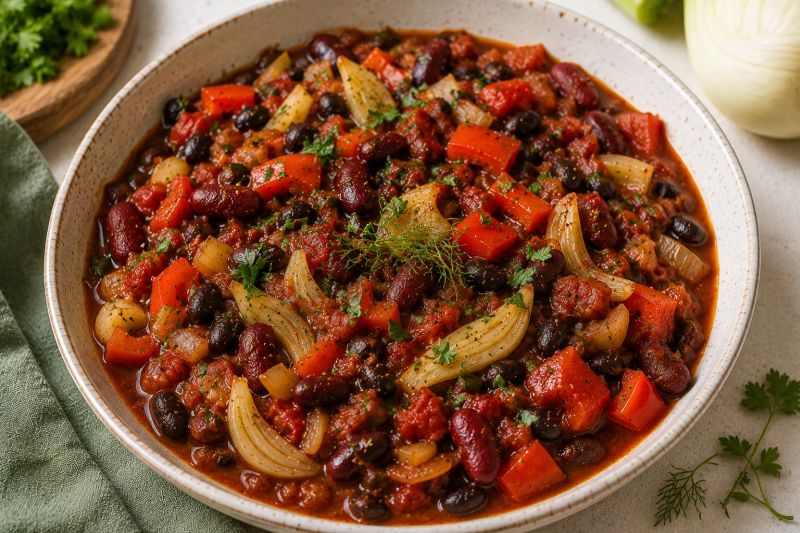Bohnen-Chili mit Paprika und Fenchel